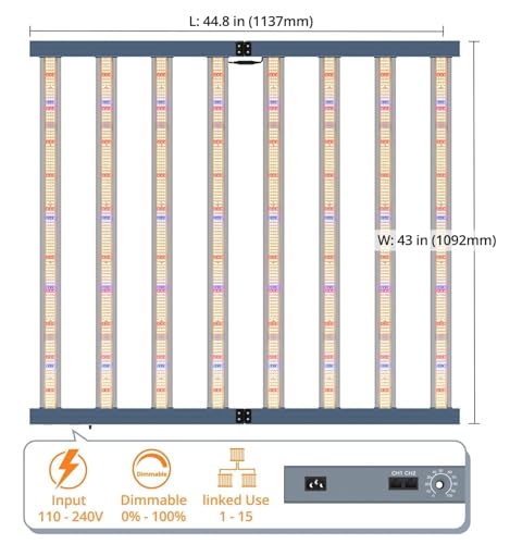 Grow Light, LED Grow Lights Full Spectrum, Foldable & Dimmable Daisy Chain Bar Style Grow Lights for Grow Tents for Indoor Plants, Commercial Hydroponic Growing Lamp，800W 2-Pack