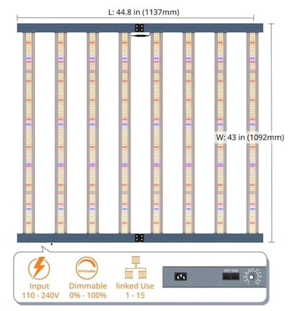 Grow Light, LED Grow Lights Full Spectrum, Foldable & Dimmable Daisy Chain Bar Style Grow Lights for Grow Tents for Indoor Plants, Commercial Hydroponic Growing Lamp，800W 2-Pack