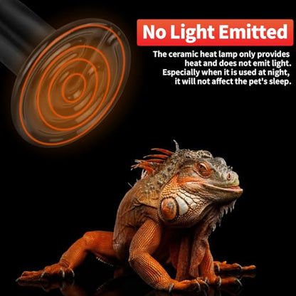 LUCKY HERP Reptile Heat Lamp - 75W Ceramic Heat Emitter Reptile Heat Lamp Bulbs (1 Pack), No Light Ceramic Heat Bulb, Heat Lamp for Reptiles Amphibian Chicken Pet Brooder Coop Lizard Turtle - color: Ceramic Heat Emitter, size: 75W 1-Pack
