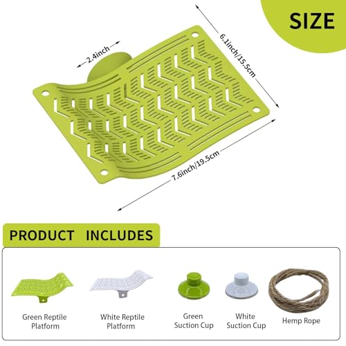 2PCS Reptile Hammock & Basking Platform with Suction Cups,Turtle Dock,Reptile Hammocks Climbing Lounger Tank Accessories for Lizards Frog Gecko Snakes Amphibian