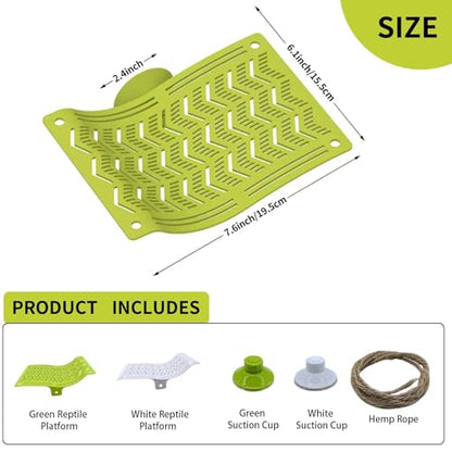 2PCS Reptile Hammock & Basking Platform with Suction Cups,Turtle Dock,Reptile Hammocks Climbing Lounger Tank Accessories for Lizards Frog Gecko Snakes Amphibian