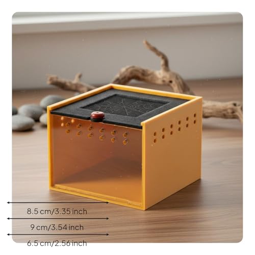 Acrylic Habitat Reptile Terrarium Animal Enclosure Feeding Box Stackable Design with Sliding Lid Suitable for Beginners Desktop Observation, Khaki - style: Khaki