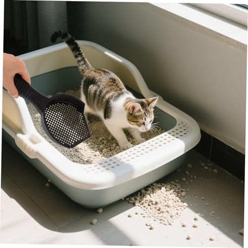 Toddmomy 2pcs Cat Litter Scoop Set Durable Plastic Poop Shovel with Ergonomic Handle for Easy Use for Litter Box and Reptile Terrarium Waste Cleanup