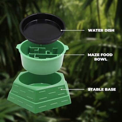 Bearded Dragon Tank Accessories, Reptile Maze Food Bowl and Water Bowl 2-in-1, Reptile Water Dish, Tank Accessories for Bearded Dragon, Ball Python, Gecko, Snake - size: Large