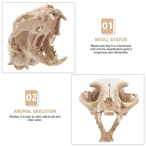 Hemobllo Aquarium Skull: Skull Aquarium Decor Resin Cat Skeleton for Fish Tank Reptile Tank Decoration Unique Handmade Craft for Home Terrarium Ornament