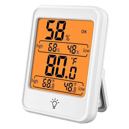 Digital Thermometer Hygrometer Meter, Indoor Room Thermometer Hygrometer Max/Min Record Mini Humidity Monitor with Backlight Magnetic for Baby Rooms, Bedrooms, Home, Office, and Wine Cellars(White)