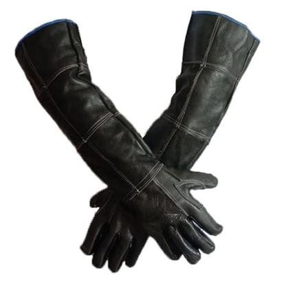 EUNOGO 60cm/ 23.6in Bite Proof Glove for Gardening, Animal Handling Gloves Bite Proof Reinforced Leather for Grooming,Trips to Vet, Animal Handling,Puncture & Scratch Resistant