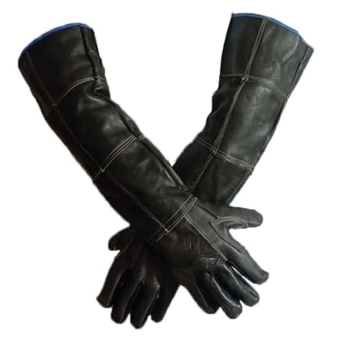 EUNOGO 60cm/ 23.6in Bite Proof Glove for Gardening, Animal Handling Gloves Bite Proof Reinforced Leather for Grooming,Trips to Vet, Animal Handling,Puncture & Scratch Resistant