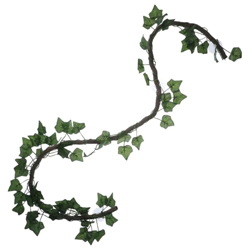 Jungle Vines Rattan Strip Decor for Reptiles Flexible and Bendable Artificial Leaves for Lizard Frog Snake Habitats Includes Suckers and Leaf Green