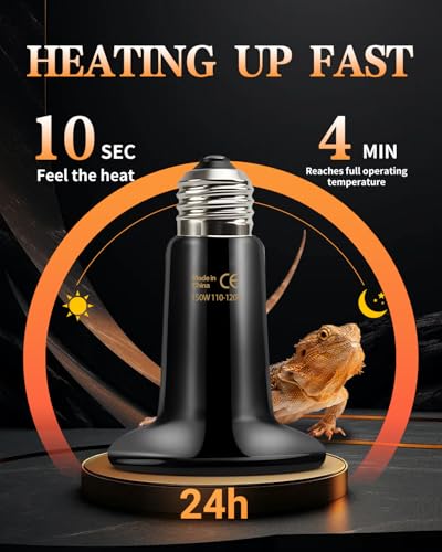 Ruiandsion 150W Ceramic Heat Emitter Bulb 3-Pack – Long-Lasting Nighttime Heating for Reptiles & Poultry, Shatter-Resistant Design for Large Terrariums/Coops - size: 3