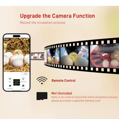Automatic Egg Incubator for 12 Chicken Eggs with Camera APP Control | Temperature & Humidity Monitor, Auto Egg Turner, Record Life's Birth Moments for Chicken Duck Quail Pigeons
