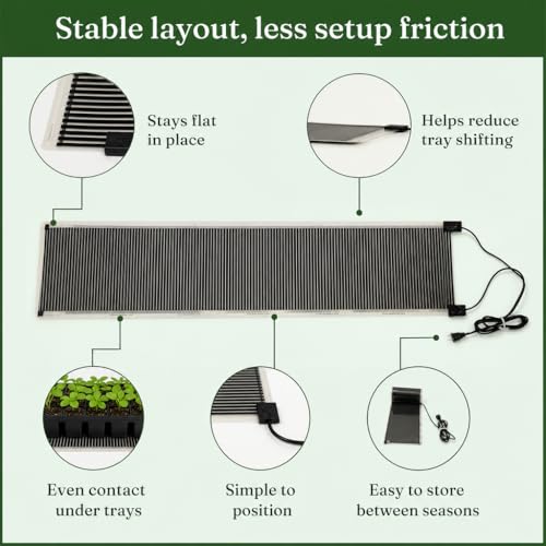 Seedling Heat Mat 11" x 48" - Full-Length Propagation Plant Heating Pad for 4 ft Grow Shelves, Germination, Seed Starting, Hydroponics and Indoor Gardening, Made in USA - size: 11" x 48" (Rectangular)
