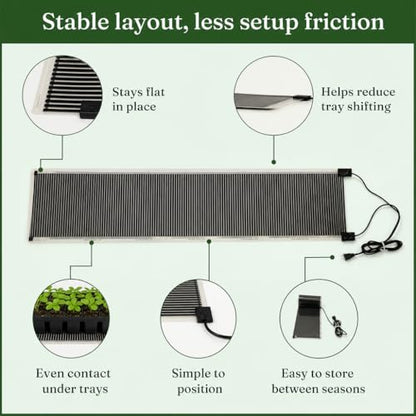 Seedling Heat Mat 11" x 24" - Water-Resistant Plant Heating Pad for Germination, Seed Starting, Propagation, Rooting Cuttings, Hydroponics and Indoor Gardening, Made in USA - size: 11" x 24"