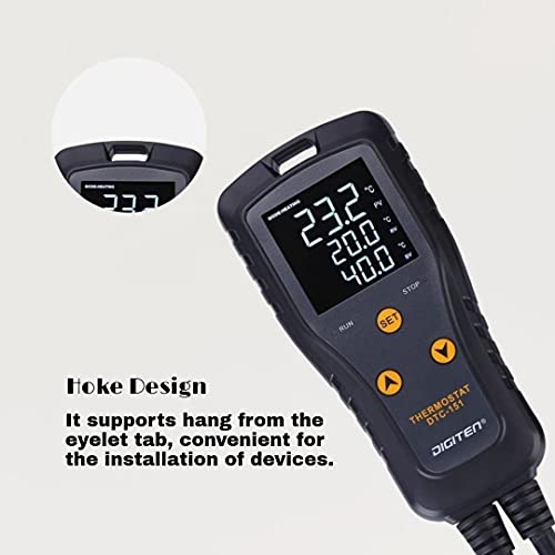 DIGITEN 110V 15A Temperature Controller DTC151 Plug in Thermostat Outlet Digital Temperature Controller for Heat Mat Reptile Greenhouse Aquarium, Heating/Cooling Mode