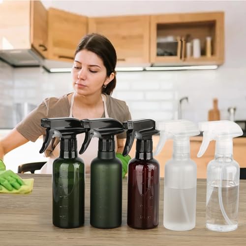 Plastic Spray Bottles (2 Pack 10 oz), Leakproof Adjustable Fine Mist & Jet Stream Nozzle, Premium BPA-Free Plastic Multi-Purpose for Hair, Plants, Cleaning (2 PACK CLEAR) - color: 2 PACK CLEAR