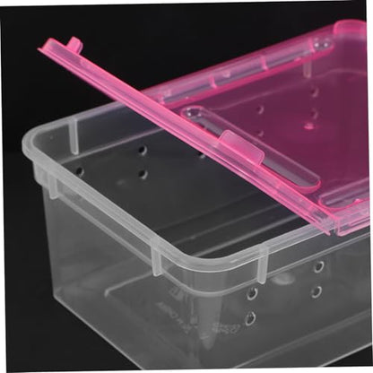 Mikikit 2pcs Breathable Reptile Feeding Box Portable Habitat Ventilation Design for Pet Observation and Temporary Transport for Pet Feeding and Hatching