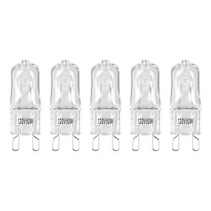 G9 50W Halogen Reptile Heat Lamp Bulb, Day White UVA Basking Light for Bearded Dragon Gecko Turtle Lizard Terrarium 5 Pack