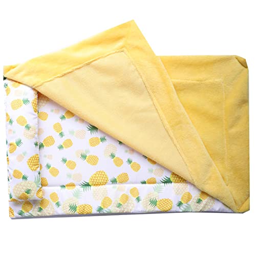 Reptile Sleeping Bag with Pillow and Blanket, Soft Warm Bearded Dragon Bed with Pineapple Pattern, Reptile Accessories for Bearded Dragon,Lizard,Leopard Gecko and Small Pet Animal