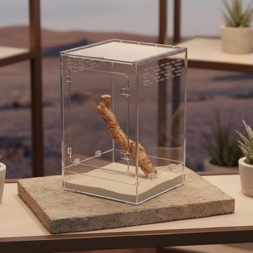 Acrylic Reptile Enclosure Front Opening Habitat Lid Clear Reptile Breeding Box for Amphibian Enthusiasts