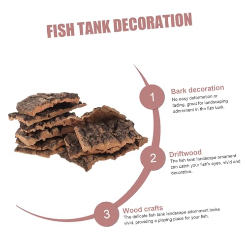 20pcs Terrarium Tree Bark Decor for Reptile Tanks Natural Aquarium Background Bark Decoration Habitat for Lizards and Snakes Random Shapes - size: 10.00X9.00X0.50CM