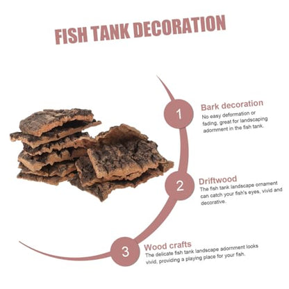 20pcs Terrarium Tree Bark Decor for Reptile Tanks Natural Aquarium Background Bark Decoration Habitat for Lizards and Snakes Random Shapes - size: 10.00X9.00X0.50CM