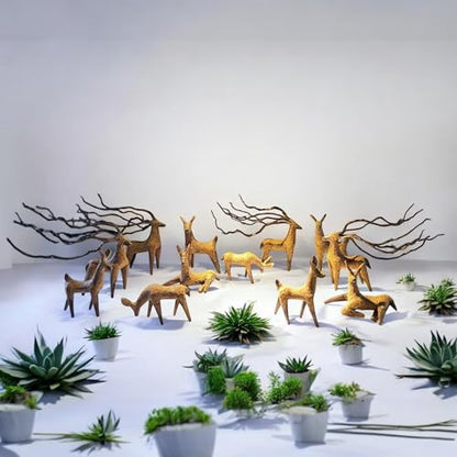 Azil Driftwood Deer Aquarium Decoration – Unique & Artistic Fish Tank & Terrarium Ornament, Safe & Eco-Friendly for Aquascaping & Reptile Habitats (Deer with Long Antlers)