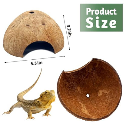 PINVNBY 4 PCS Natural Coconut Reptile Hideouts Lizard Coco Hut Hermit Crab Hut Aquarium Fish Hide Cave Spider Snail Climber Toys - size: 4 PCS Smooth Surface