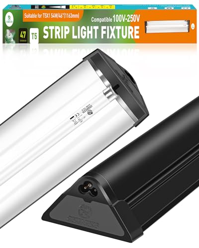T5 UVA UVB Reptile Light Combo Kit(100V-250V Wide Voltage), Reptile Light Fixture with UVB 10.0 Fluorescent Tube, 54W UVA UVB Lamp Bulb for Bearded Dragon Tortoise - size: T5 54W Combo Kit