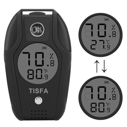 TISFA Digital Hygrometer and Thermometer, Temperature Humidity Gauge | with Dual Sensors for Cigar Humidor, Plant, Greenhouse, Pet Reptile, Guitar, Portable