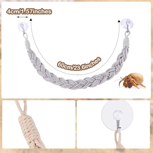 Hermit Crab Climbing Rope, 23.6 Inches, Cotton, Reptile Climbing Accessory, Gray - color: Gray