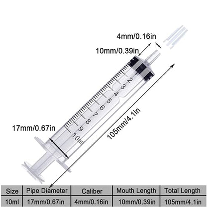 12 Pack 10ml Syringe for Liquid Without Needle,Syringe with Cap,Individually Wrapped,Measurement for Scientific Labs,Measuring Liquids,Pet Feeding,Oil or Glue Applicator (A 12 Pack 10ml) Straight Mouth - size: A 12 Pack 10ml