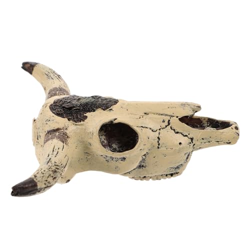 Novelty Cow Skull Resin Aquarium Decoration Durable Fish Tank Ornament for Reptiles Fish Unique Landscape Decor Easy Installation Break Resistant Design