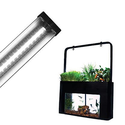 AquaSprouts 2ft Horticultural LED Grow Light Bar, 24W High Output White, Full Spectrum 6400K for Indoor Gardening, Bioactive Terrariums & Vivarium/Paludariums
