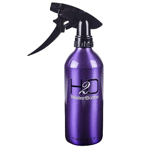 Cricket H2O Water Spray Bottle for Hair, Sparkle Purple, 13.5 oz | Continuous Stream, Adjustable Nozzle, Durable Aluminum, Refillable - color: Purple 13.5oz, size: 13.5 Ounces