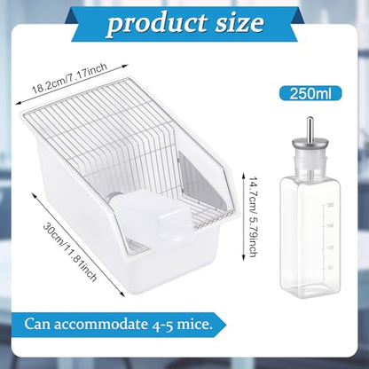 LemonRoad 2 Pack Lab Mouse Breeding Cage 11.8"x7"x5.8" with 250ml Water Drinking Bottle Laboratory Rat Rodent Breeding & Weaning Cage for Small Lab Animals - size: 11.8"x7"x5.8", style: Classic