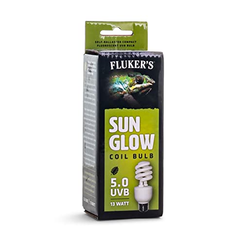 Fluker’s Sun Glow 5.0 UVB Fluorescent Coil Bulb for Tropical Reptiles, Reptile Heat Light Stimulates Natural Synthesis of Vitamin D in Captive Reptiles, 13 Watt - size: 13 Watts