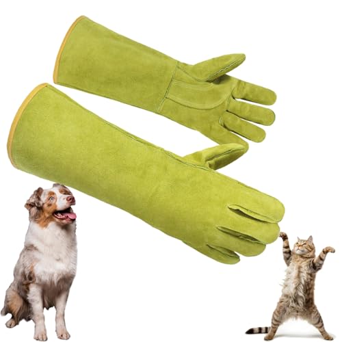 Animal Handing Gloves- Bite Proof, Puncture & Scratch Resistant for Safe Handling, Garden Gloves - color: Yellow, size: 16-inches