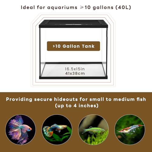 SNAIL GARDEN 8pcs Aquarium Decor, 4.5" Realistic Moss Skull Hideout & Mossy Rock Reptile Cave with 6pcs Algae Balls,Resin Fish Tank Decorations Shrimp Cave Aquarium Betta Fish Hiedout Reptile Habitat