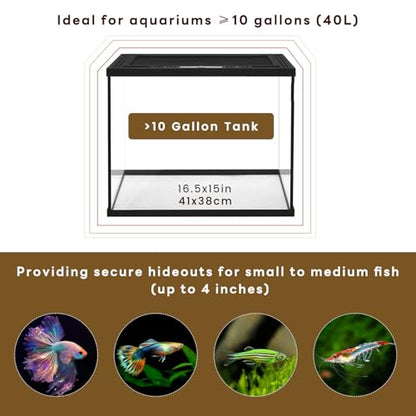 SNAIL GARDEN 8pcs Aquarium Decor, 4.5" Realistic Moss Skull Hideout & Mossy Rock Reptile Cave with 6pcs Algae Balls,Resin Fish Tank Decorations Shrimp Cave Aquarium Betta Fish Hiedout Reptile Habitat