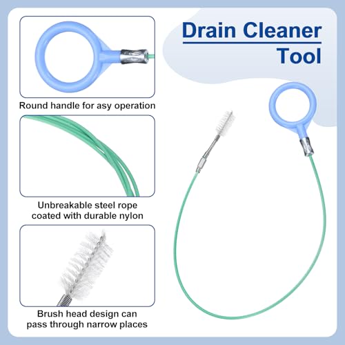 HARFINGTON 3pcs Flexible Drain Clog Remover Tool 0.08" Dia. 79" Sink Sewer Hair Drain Cleaner Tool Sink Unclogger for Kitchen Toilet Bathtub Sewer - size: 79"