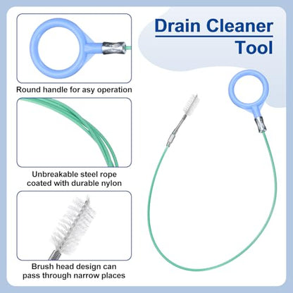 HARFINGTON 3pcs Flexible Drain Clog Remover Tool 0.08" Dia. 79" Sink Sewer Hair Drain Cleaner Tool Sink Unclogger for Kitchen Toilet Bathtub Sewer - size: 79"