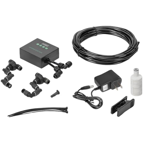 Reptile Misting System with US Plug, Programmable Automatic Mister Humidifier, 360° Adjustable Dual Nozzles, Smart Timer, Self-Priming Spray Kit for Terrariums