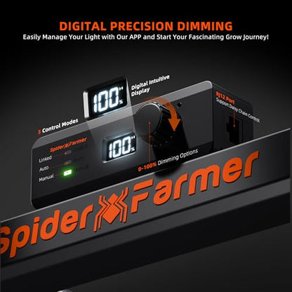 Spider Farmer SE3000 LED Grow Light, 300W Dimmable Full Spectrum, 3x3ft Coverage, App Control & Dimming Daisy Chain Bar Style Grow Lamp for Indoor Plants - size: 3x3 Coverage-300W