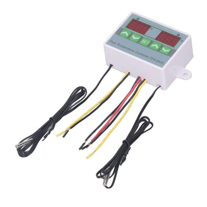 Aramox Dual Temperature Controller Digital Thermostat with Data Storage, Machined Controller for Reptile Incubators (DC12V)