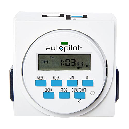 HYDROFARM 7 Day Dual Outlet Indoor Digital Programmable Scheduled Timer Controllers with On/Off Button for Fans and Lights, (4 Pack)