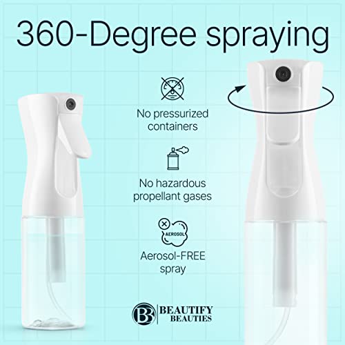 BeautifyBeauties Hair Spray Bottle – Ultra Fine Continuous Water Mister for Hairstyling, Cleaning, Plants, Misting & Skin Care (Clear, 6.8 Ounces) - color: Clear, size: 6.8 Ounces
