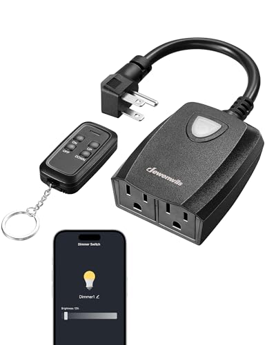DEWENWILS Outdoor Dimmer for String Lights, Smart Dimmer Plug with Remote, Compatible with Alexa & Google Home, Waterproof, 100FT Range, Remote Dimming for Dimmable LED/Tungsten Bulbs, 2.4GHz Only - style: Smart/WIFI Dimmer