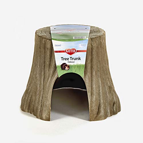Kaytee Natural Tree Trunk Habitat Hideout for Pet Dwarf Rabbits, Guinea Pigs, Hamsters, and Chinchillas, Large - size: Large