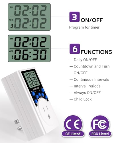 Timer Outlet, Nearpow Multifunctional Infinite Cycle Programmable Plug-in Digital Timer Switch with 3-Prong Outlet for Appliances, 15A/1800W - color: Blue
