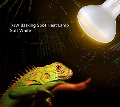 2-Packs 75W Reptile Heat Lamp Basking Bulb E26 110V UVA Basking Spot Daylight Heat Lamp Glass Heating Lamp Reptile Heater for Bearded Dargon Turtle Aquarium Aquatic Lizard Chicken Coop